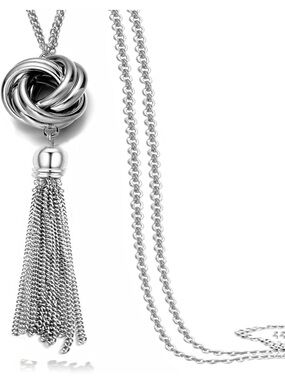 Color Silver Knot Tassel Necklace - Women Jewelry